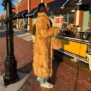 Urban Outfitters Faux Fur Coat in Tan